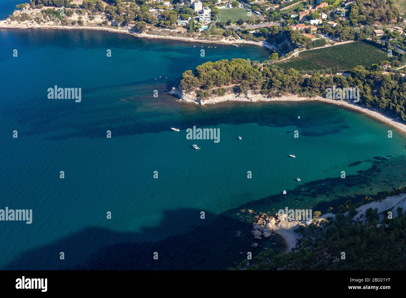 Blick vom Cap Canaille, Bouches-du-Rhône, Frankreich Stockfoto