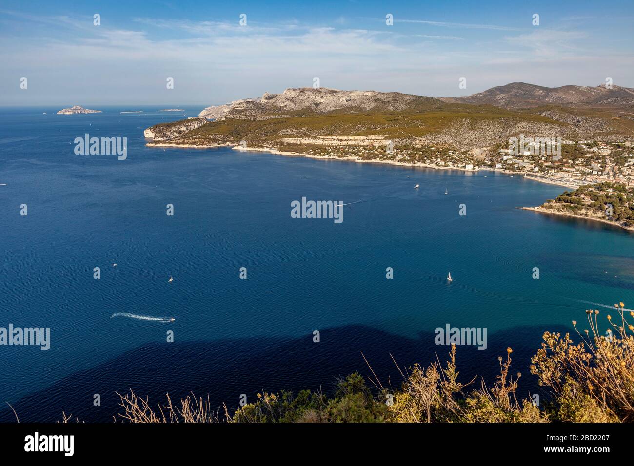 Blick vom Cap Canaille, Bouches-du-Rhône, Frankreich Stockfoto