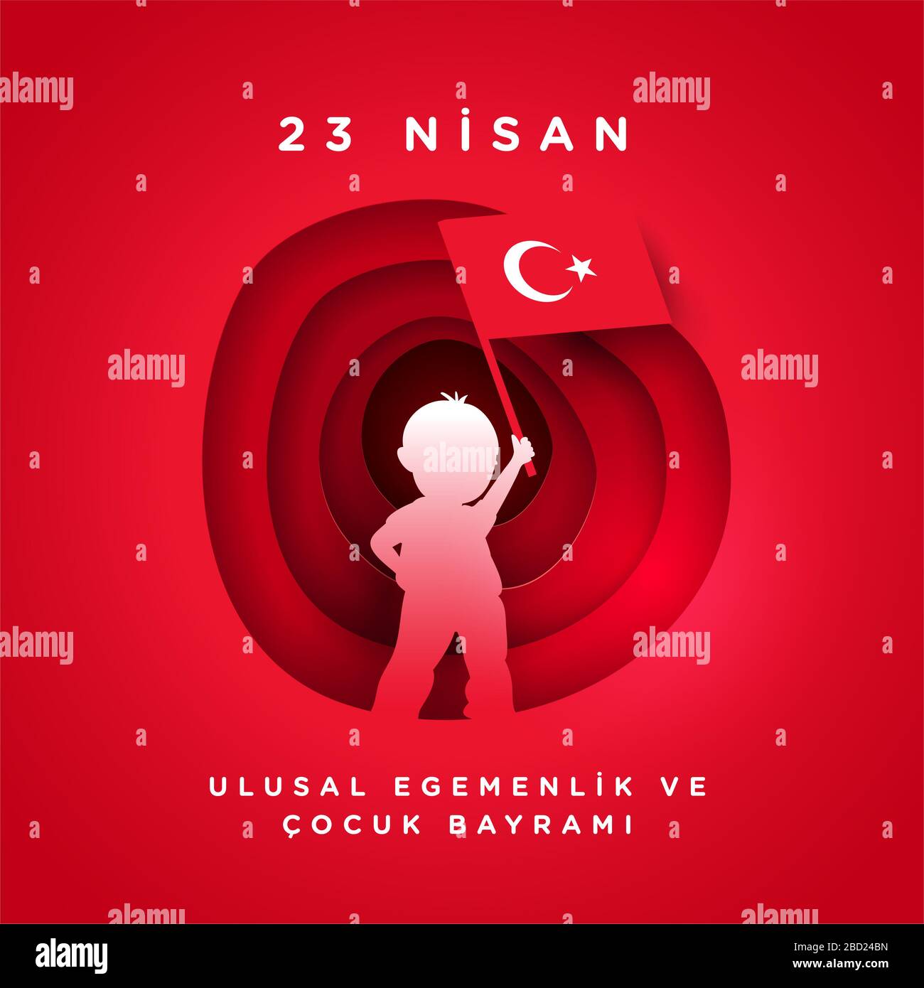 Vektor-Illustration der 23 Nisan Çocuk Bayrami, April 23 türkische nationale Souveränität und Kinder Tag, Design-Vorlage für den türkischen Urlaub. Stockfoto