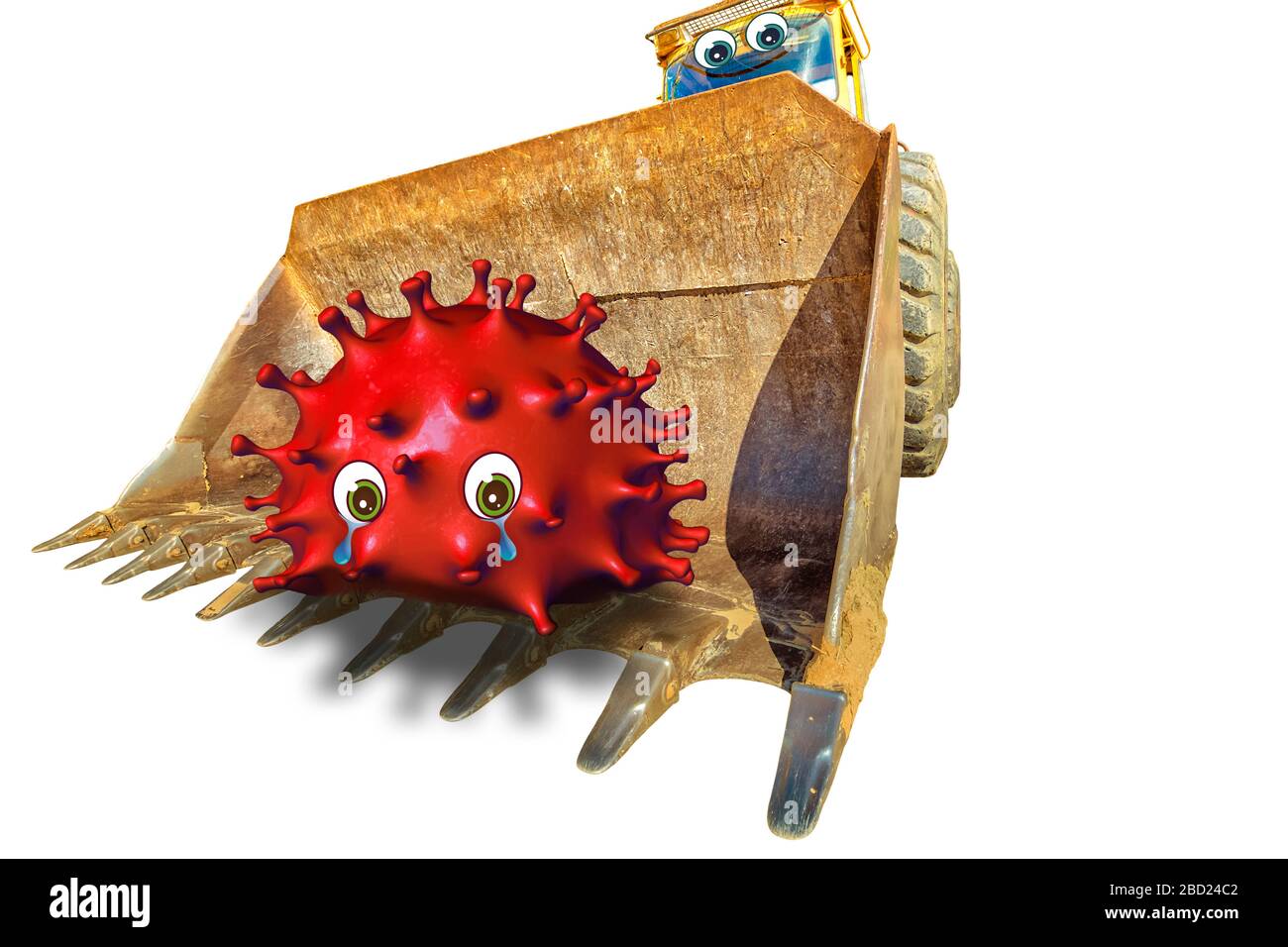 Comics von Covid 19 Coronavirus Reinigung auf weißem Hintergrund. Konzept der Desinfektionsreinigung oder des Impfstoffs gegen den Ausbruch von Covid-19 Coronavirus. Rot Stockfoto