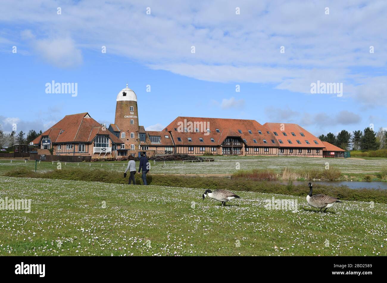 Central Milton Keynes Gebäude Snow Dome Outdoor Markt Blossom Reflexionen auf Glaszentrum Beschilderung Corona Virus Covid 19 Grid-System Stockfoto