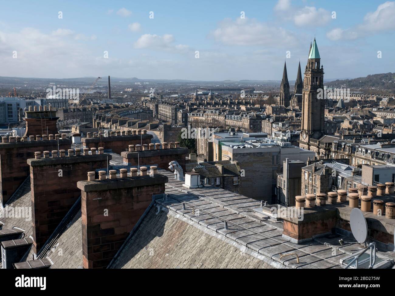 Blick auf das westliche Ende von Edinburgh, Schottland. Stockfoto Blick auf das westliche Ende von Edinburgh, Schottland. Stockfoto