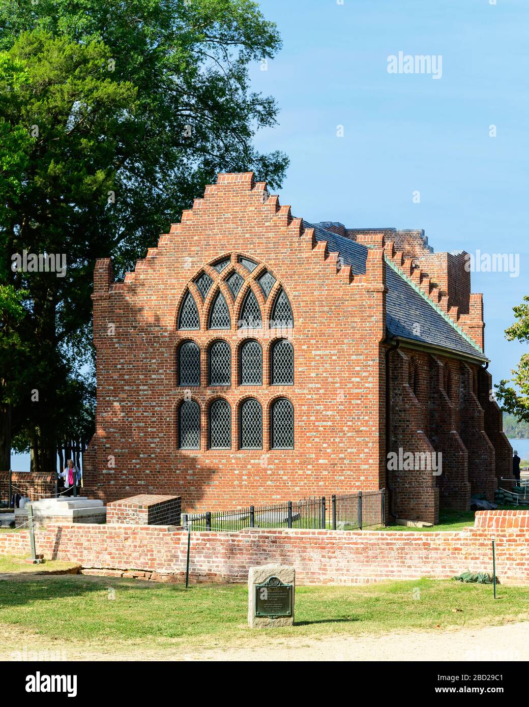 Historische Jamestowne Kirche. Stockfoto