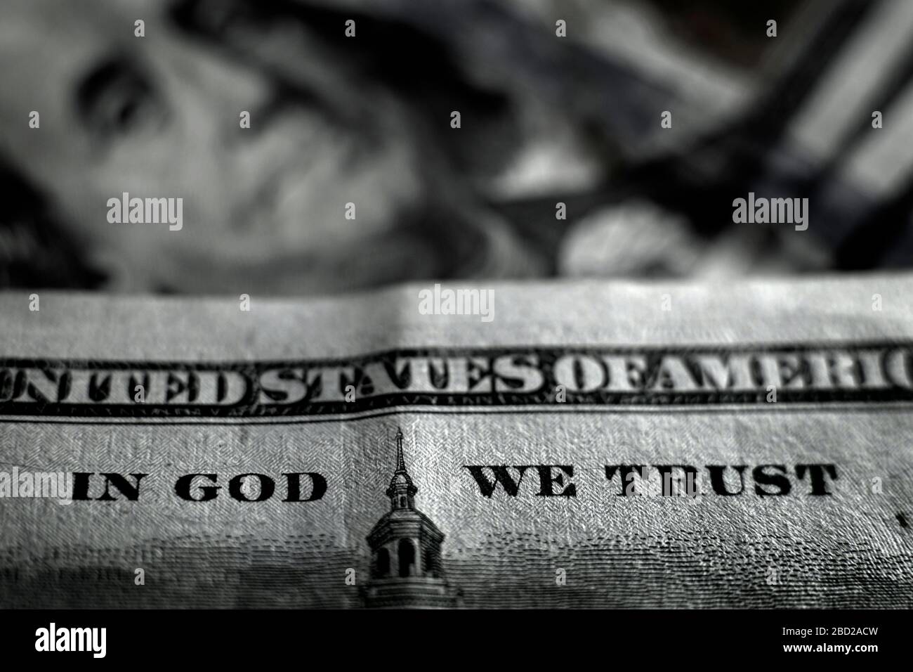 Hundert-euro-Scheine amerikanisches Geld Usa Bezeichnung Reichtum in Gott vertrauen wir Stockfoto