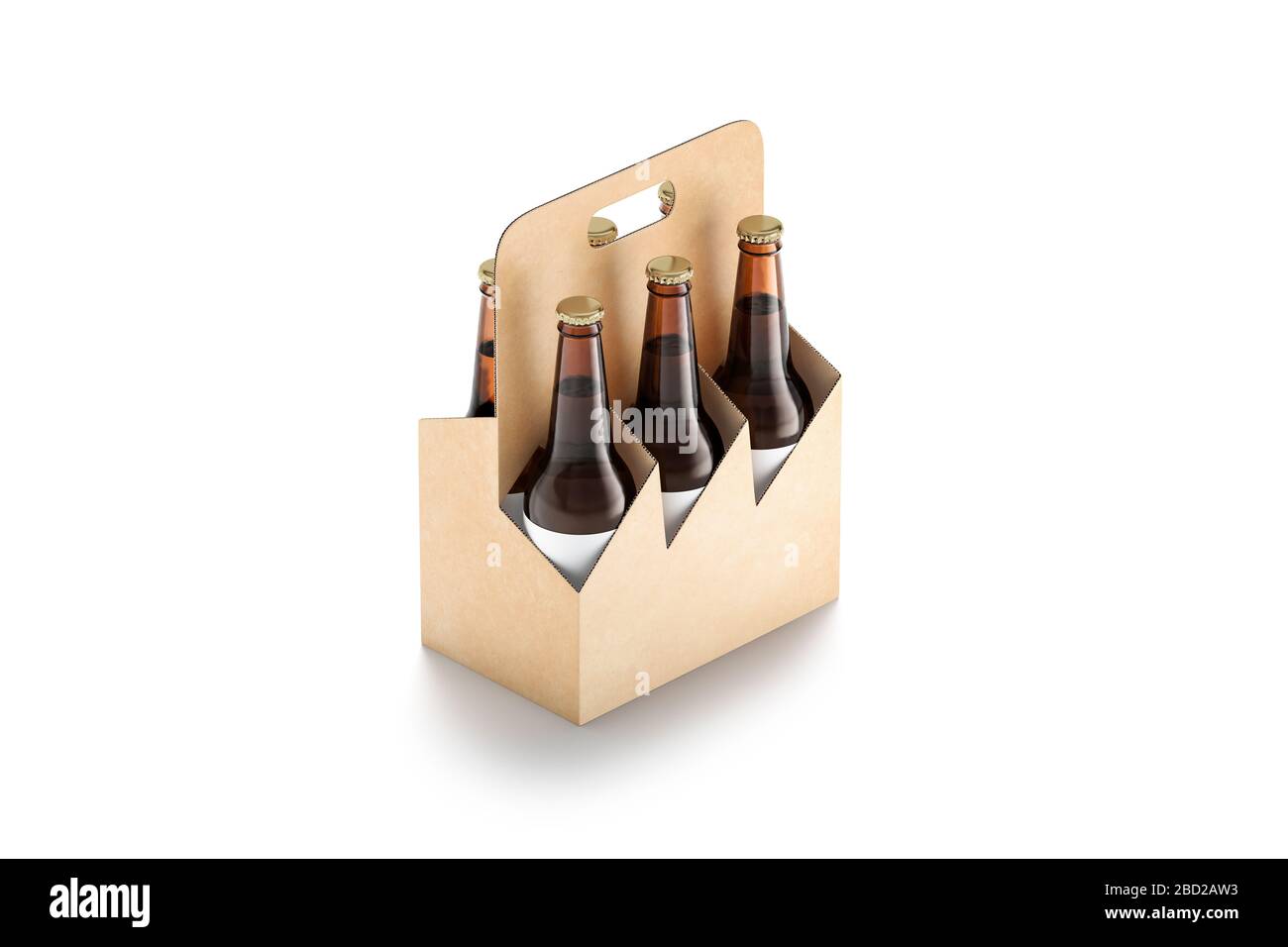 Blank Craft Glas Bier Flasche Papphalter Nachbau, isoliert Stockfoto