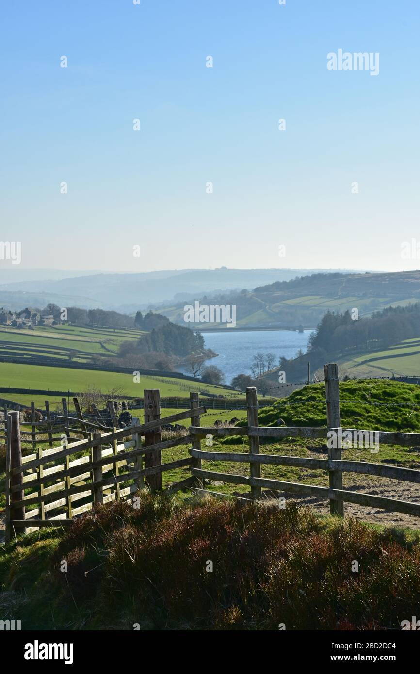 Lower Laithe Reservoir, Haworth, Bronte Country, vom Weg nach Top Withens, Top Withins, West Yorkshire Stockfoto