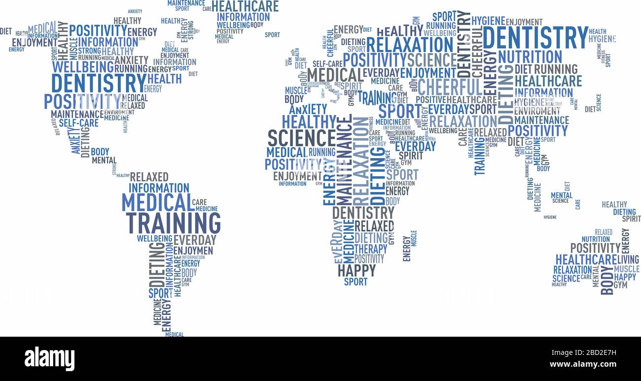 Typografische Text-Karte der Welt -JPG und Vektor Stockfoto