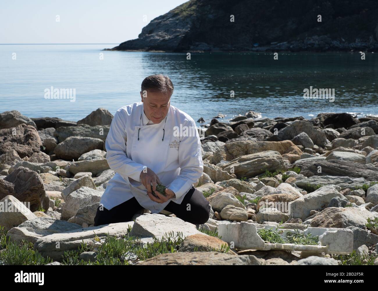 Der griechische Starkoch Giannis Baxevanis auf der griechischen Halbinsel Pelion Stockfoto