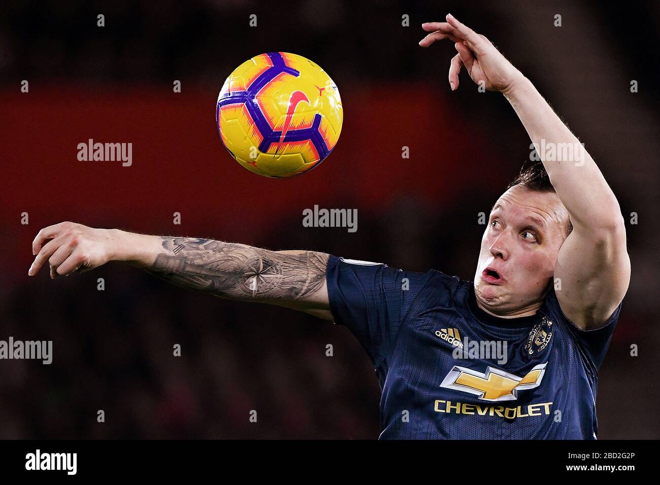 Phil Jones von Manchester United - Southampton gegen Manchester United, Premier League, St Mary's Stadium, Southampton - 1. Dezember 2018 nur redaktionelle Verwendung - es gelten Einschränkungen für DataCo Stockfoto