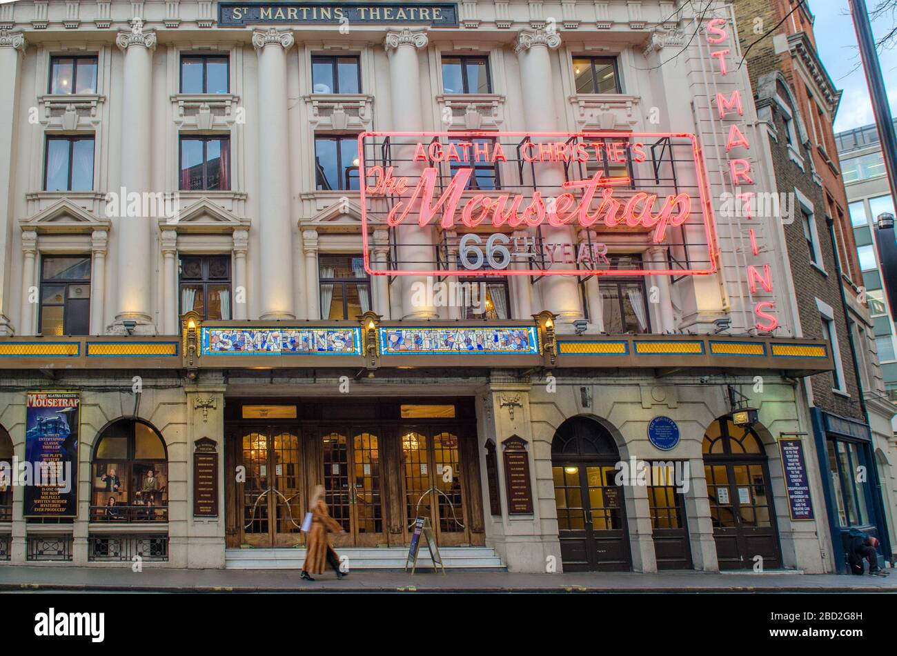 LONDON - St Martin's Theatre, die Heimat von Agatha Christie's 'Mousetrap' - der längsten laufenden Show im Londoner West End Stockfoto