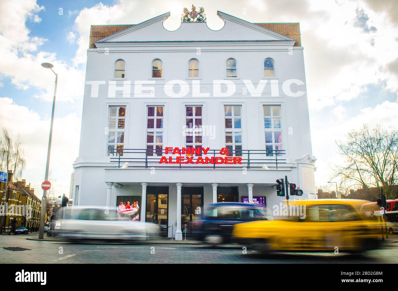 LONDON - MÄRZ 2018: Das Old Vic Theatre, ein berühmtes 1000-Sitz-Theater in der Nähe des Bahnhofs Waterloo im Süden Londons Stockfoto