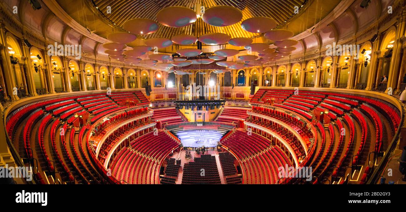 Inneneinrichtung der Royal Albert Hall ohne Leute Stockfoto