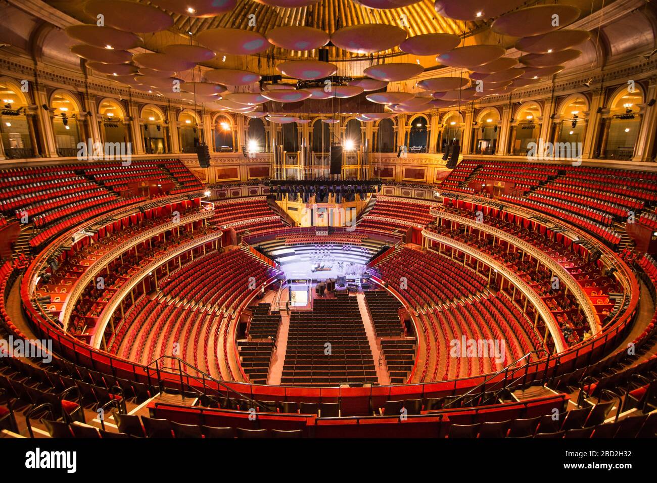 Inneneinrichtung der Royal Albert Hall ohne Leute Stockfoto