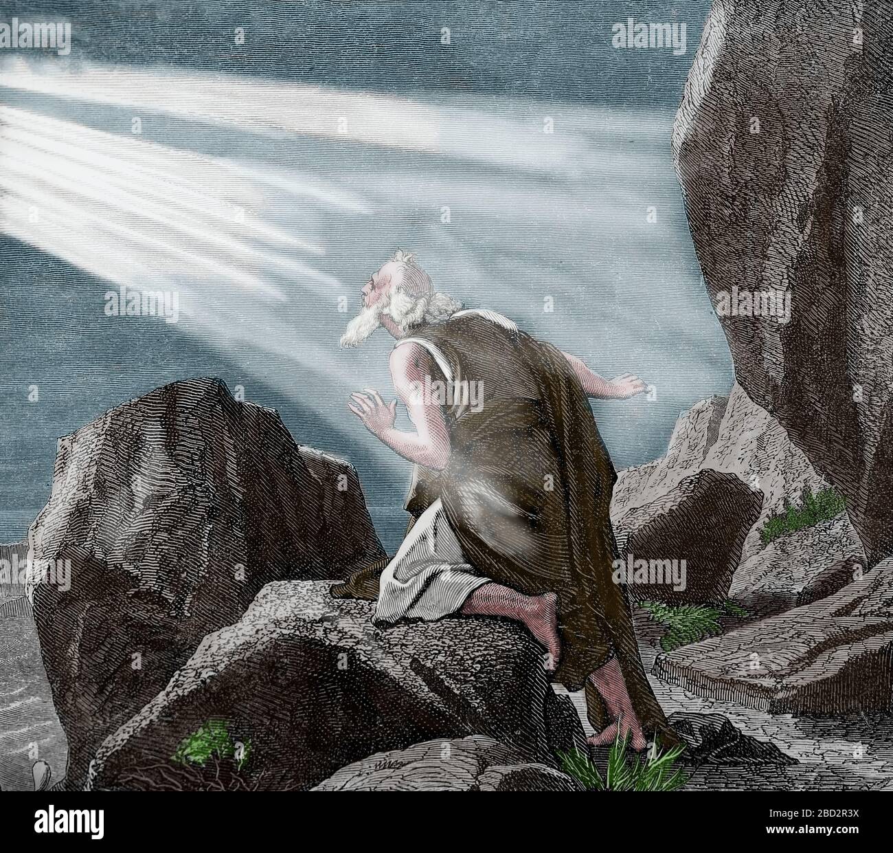 Enthüllung. Die Vision des heiligen Johannes von Christus. Apokalypse. Gravur, 19. Jahrhundert. Stockfoto Enthüllung. Die Vision des heiligen Johannes von Christus. Apokalypse. Gravur, 19. Jahrhundert. Stockfoto