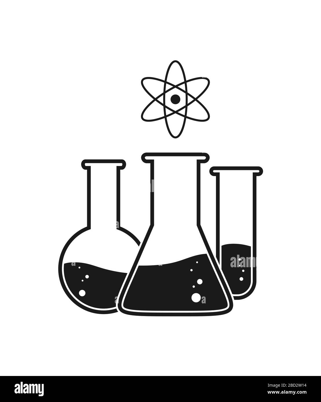 Symbol des Labors, Reagenzgläser mit Lösung. Vektorgrafiken. Einfaches Design isoliert auf weißem Hintergrund Stock Vektor