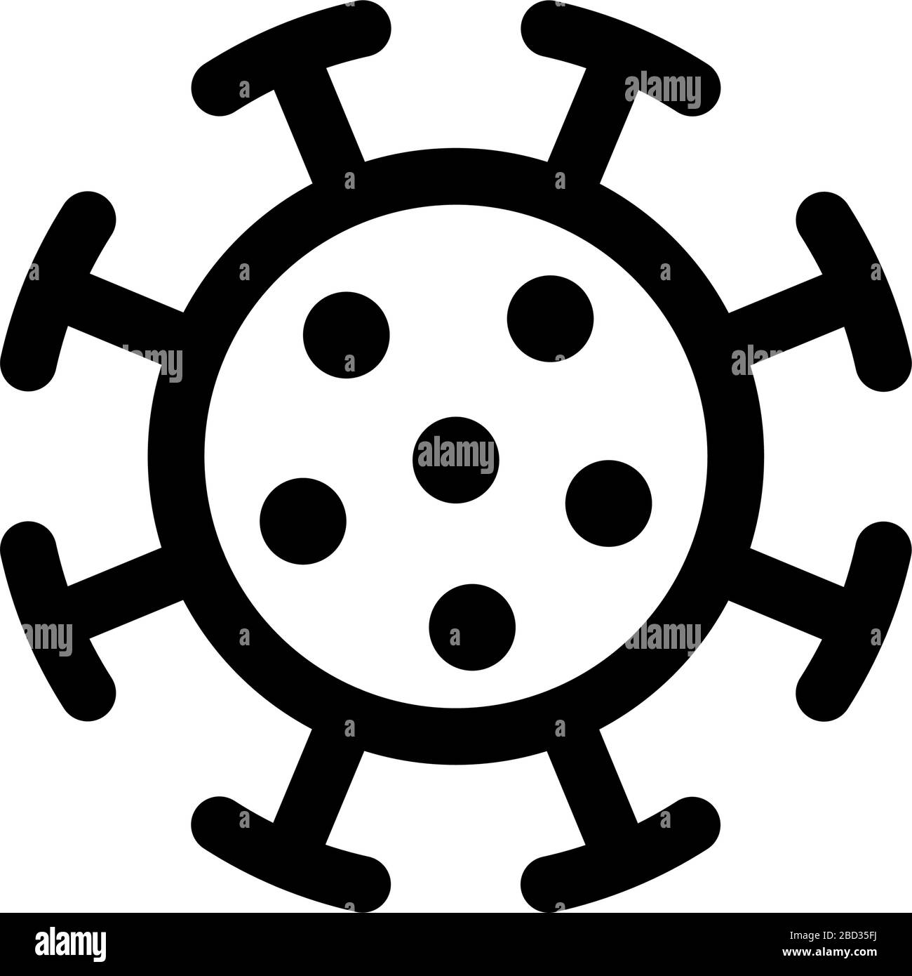 Lineares Symbol für Coronavirus-Bakterien. 2019-nCoV Novel Corona Virus Outbreak line sign. Atemwegsinfektion Risiko Krankheit und covid-19 Grippe-Epidemie Emblem. Vektor schwarz isoliert eps Illustration Stock Vektor