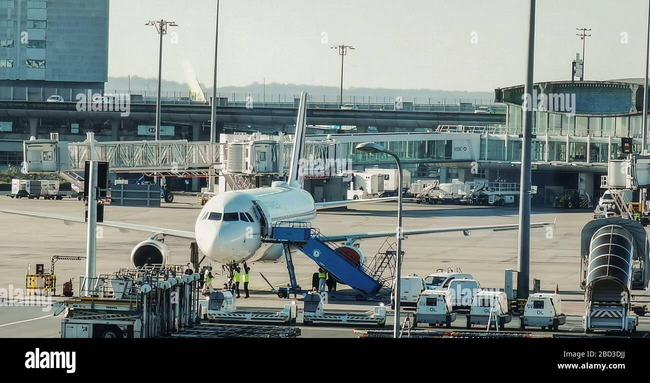 CORONAVIRUS: AIR FRANCE GEERDETE FLUGZEUGE ROISSY Stockfoto