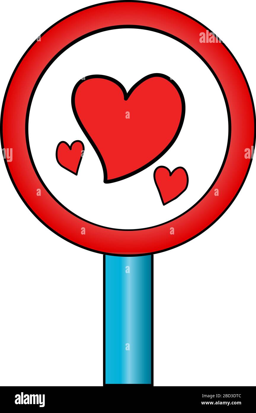 Bunte Herzgraffiti auf der Straße singen Stockfoto