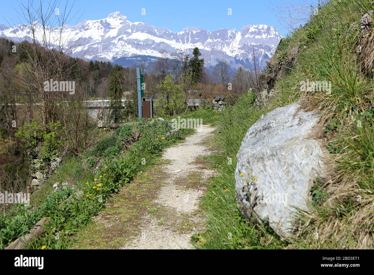 Sentier de randonnée. Alpen françaises. Saint-Gervais-les-Bains. Savoie. Frankreich. Stockfoto