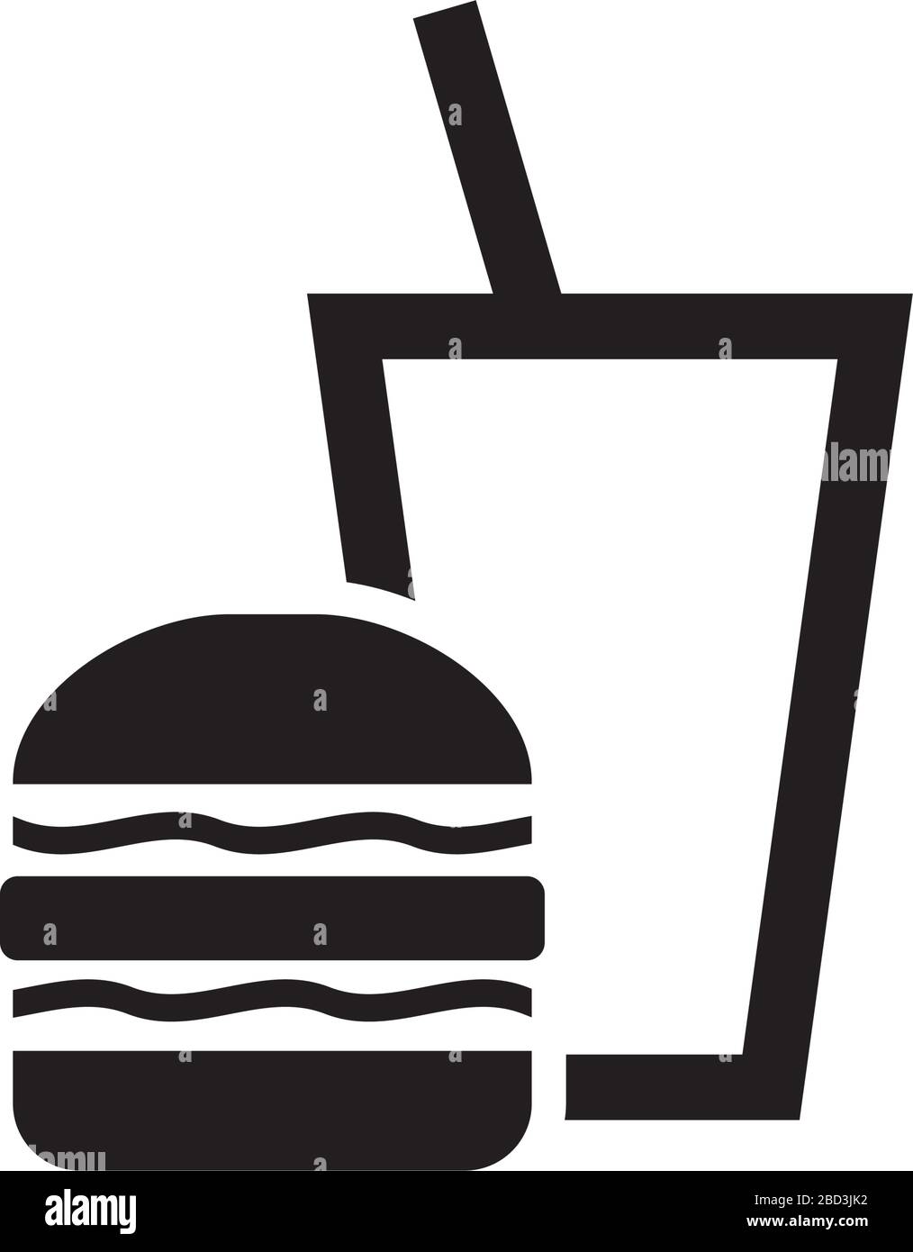 Symbol für Fast Food/Junk Food (Hamburger und Getränke) Stock Vektor