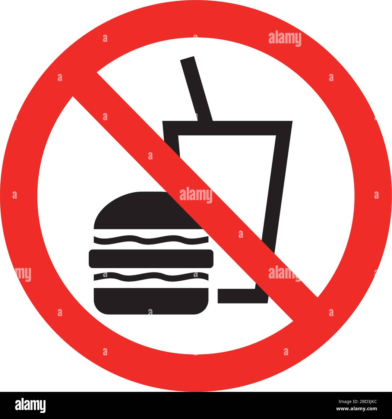 Verbotsschild (Piktogramm) / nicht essen und trinken Stock Vektor