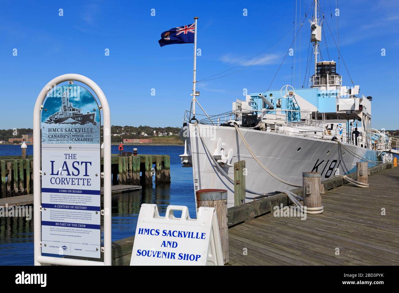 HMCS Sackville Naval Memorial, Harborwalk, Halifax, Nova Scotia, Kanada Stockfoto