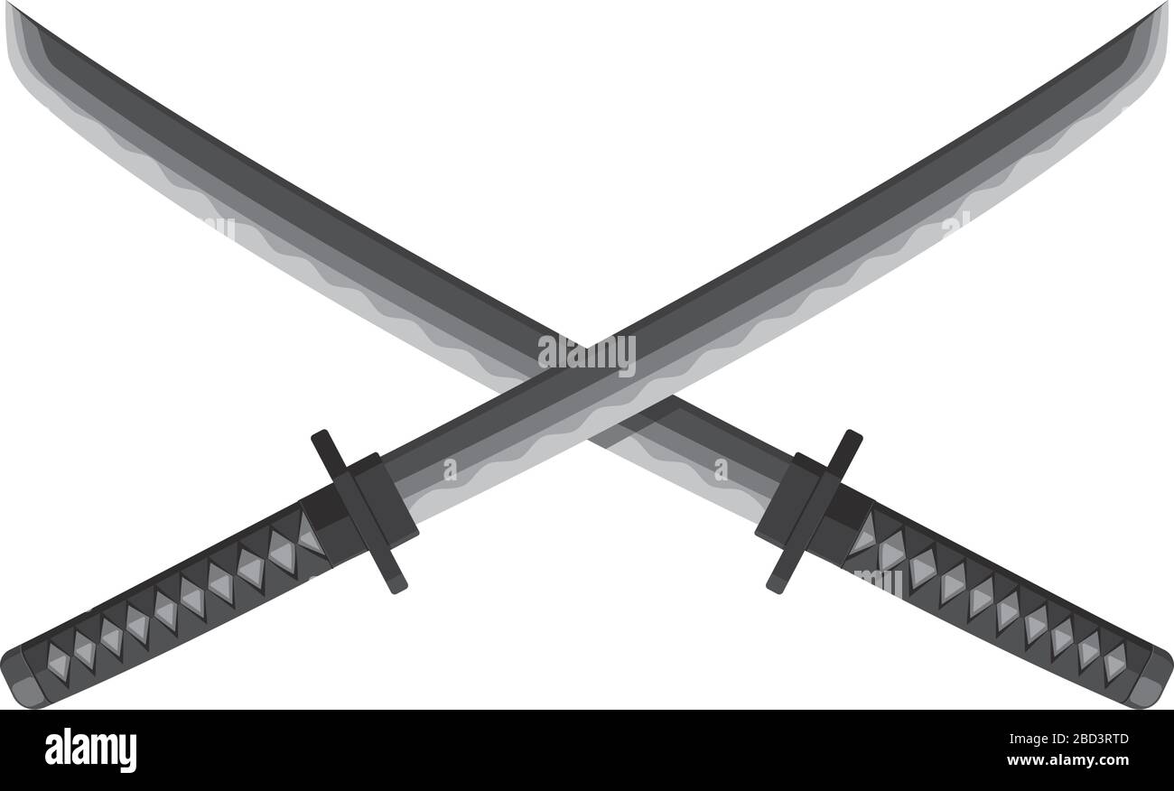 Gekreuzte Katanas (Japanische Schwerter / kleine Schwerter) Illustration.  Samurais Waffe Stock-Vektorgrafik - Alamy