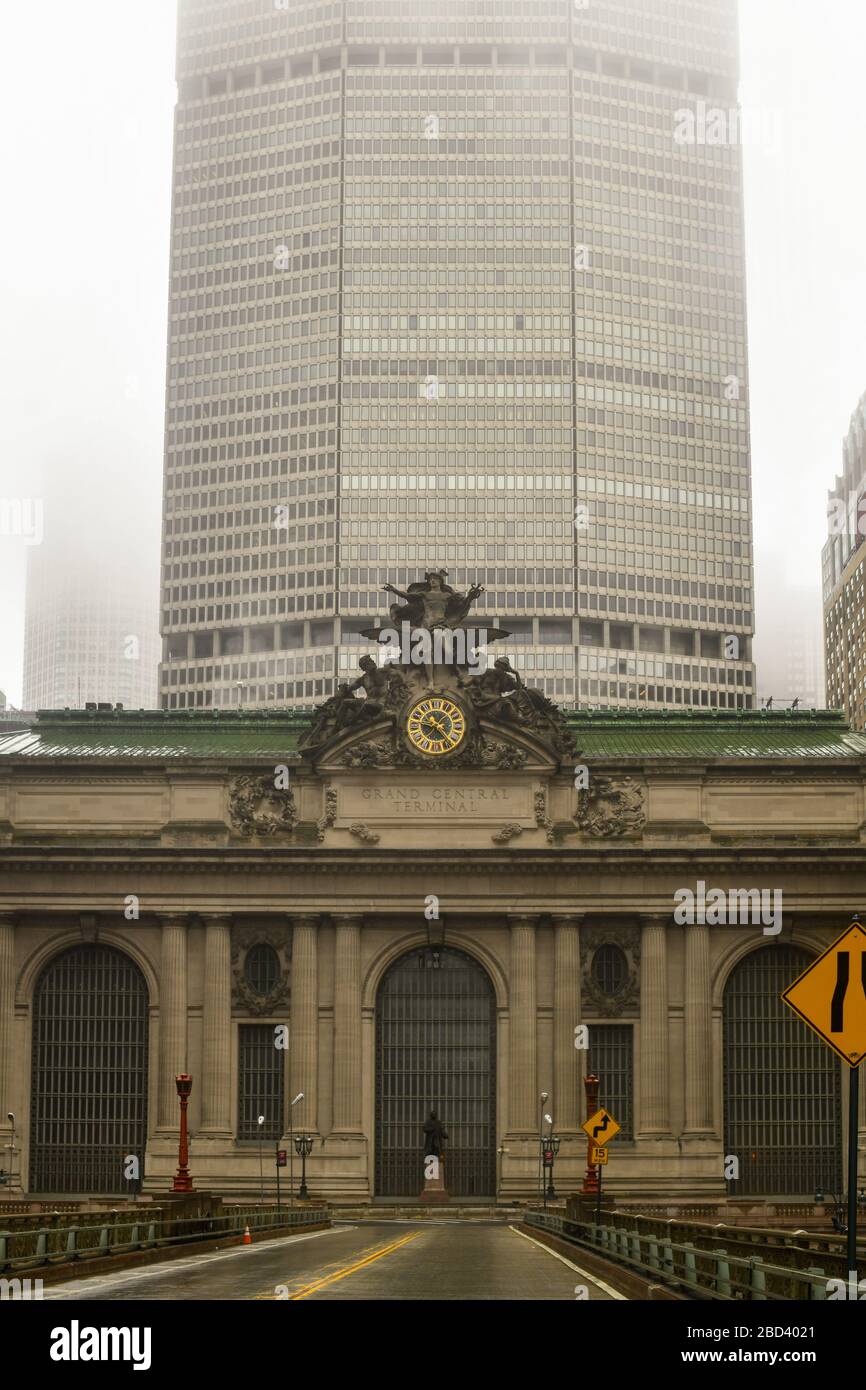 Grand Central Terminal an einem nebligen Tag in New York City. Stockfoto