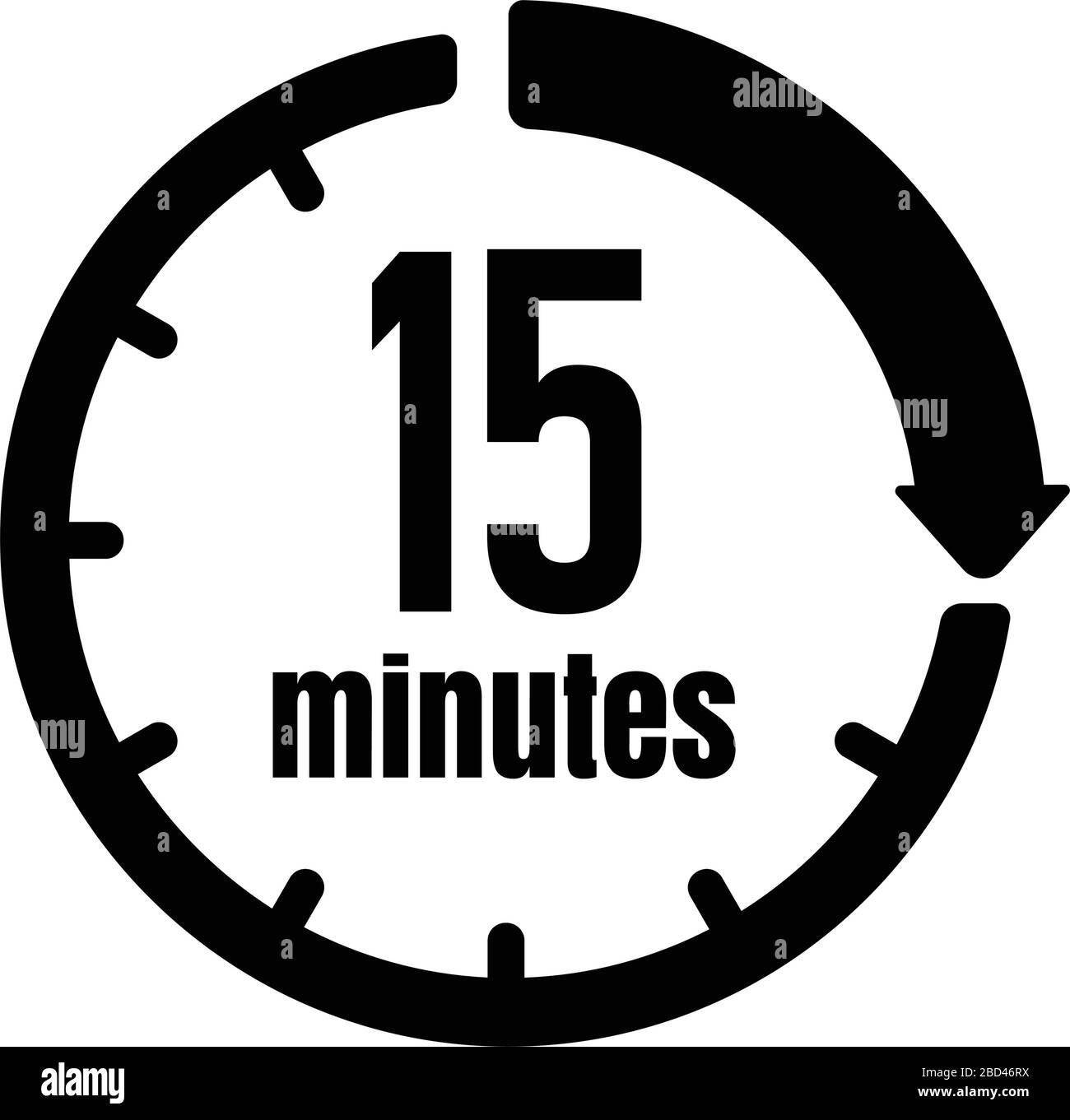 Uhr , Timer (Zeitdurchlauf) Symbol / 15 Minuten Stock-Vektorgrafik - Alamy
