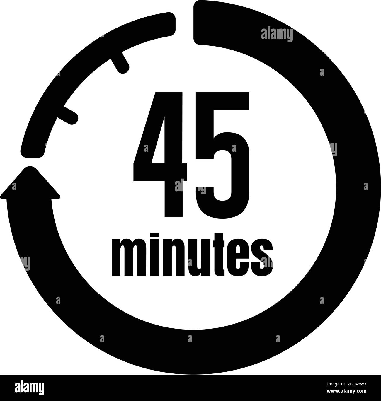 Uhr , Timer (Zeitdurchlauf) Symbol / 45 Minuten Stock Vektor