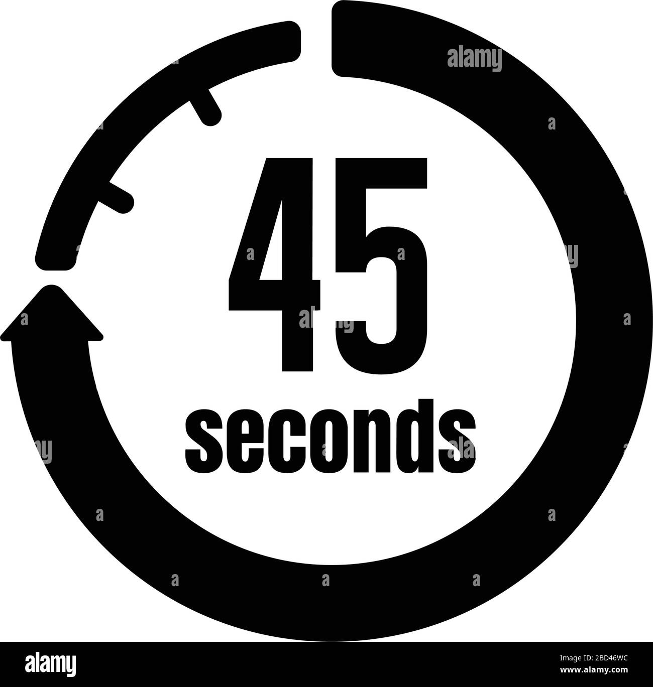 Uhr , Timer (Zeitdurchlauf) Symbol / 45 Sekunden Stock Vektor