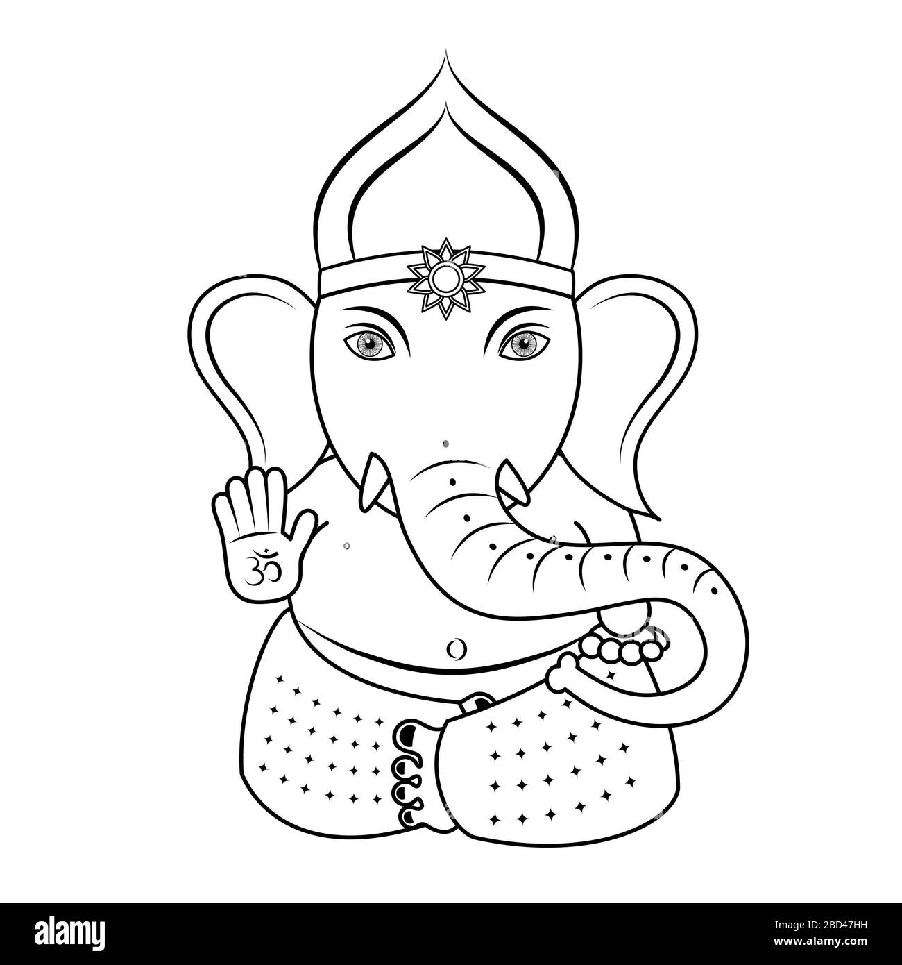 Ganesha - indischer gott - Umriss Stockfoto