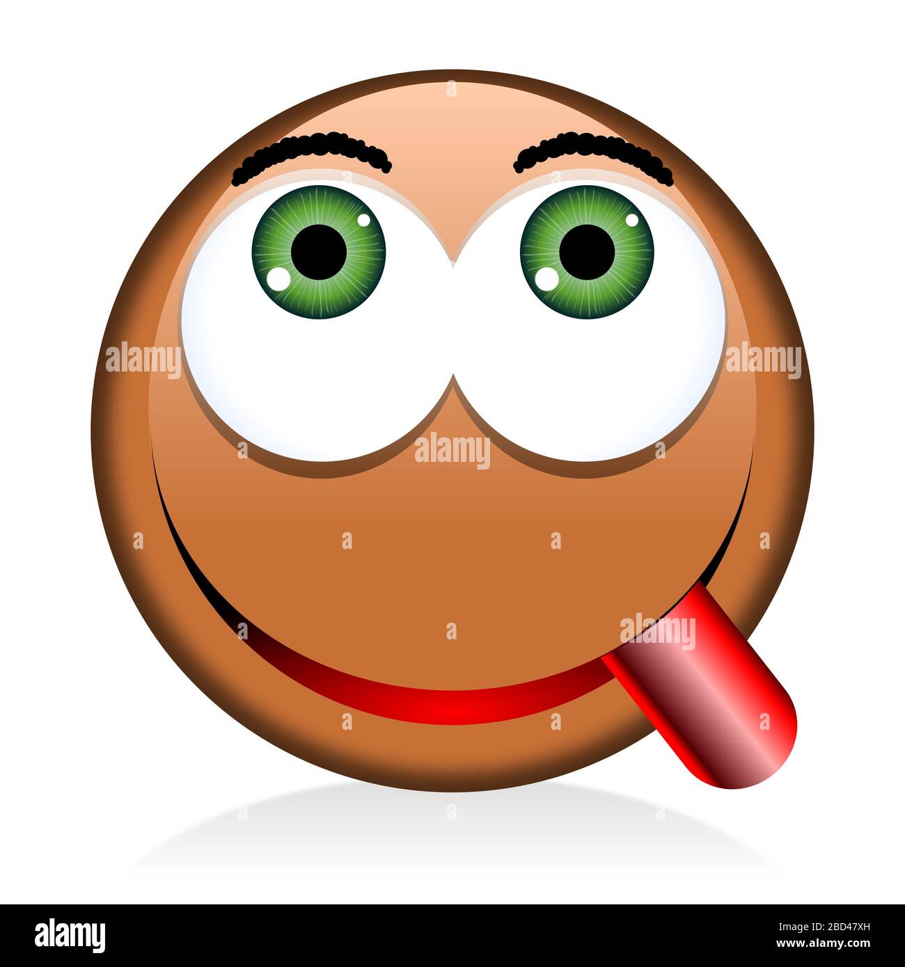 Schwarzes Emoji, Emoticon - glücklich Stockfoto