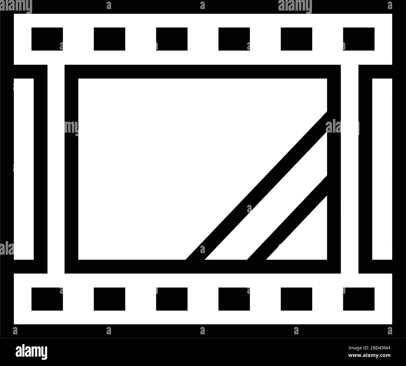 Dünne Linie scharfe Vektor Symbol / Film, Film, Video Stock Vektor