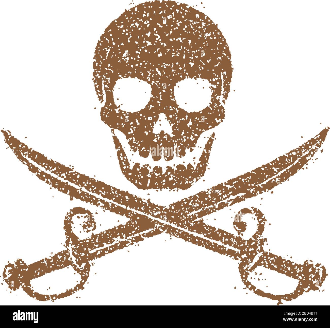 Piraten Schädel Emblem Illustration mit gekreuzten Säbeln ( Grunge Textur). Stock Vektor