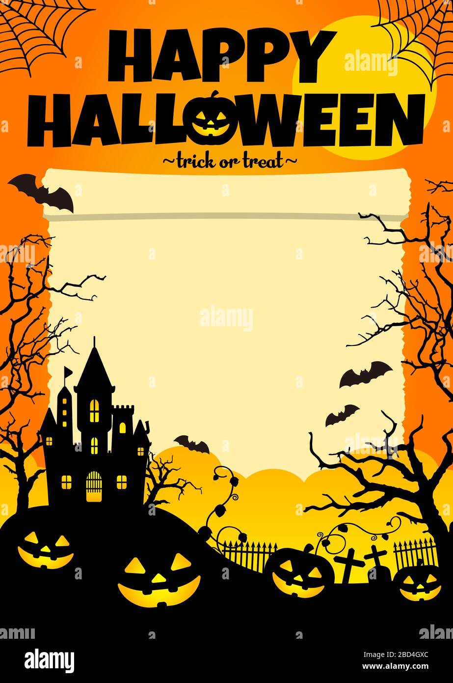 Hintergrundvektorillustration Halloween Silhouette Design der Poster-(Flyer-)Vorlage Stock Vektor