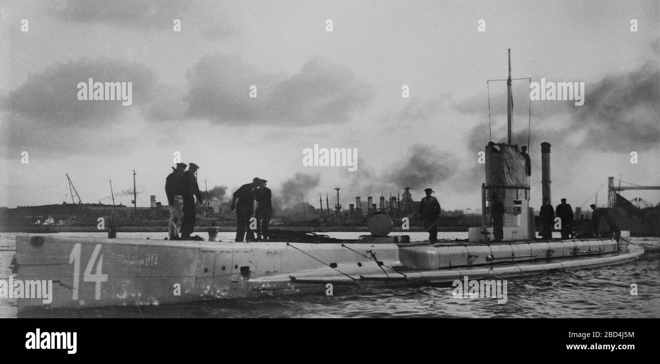 Deutsches U14UBoot, das im ersten Weltkrieg eingesetzt wurde. 1914