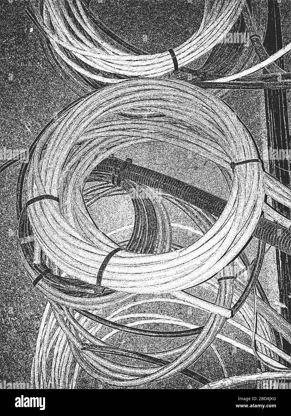 Distress Vector Textur hank of Cable. EPS8-Abbildung. Schwarz-weißer Grunge Hintergrund. Stock Vektor