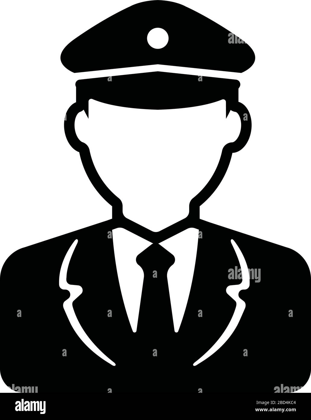 Junger männlicher Arbeiter Avatar Flat Illustration (Oberkörper) / Polizeimann, Busfahrer Stock Vektor