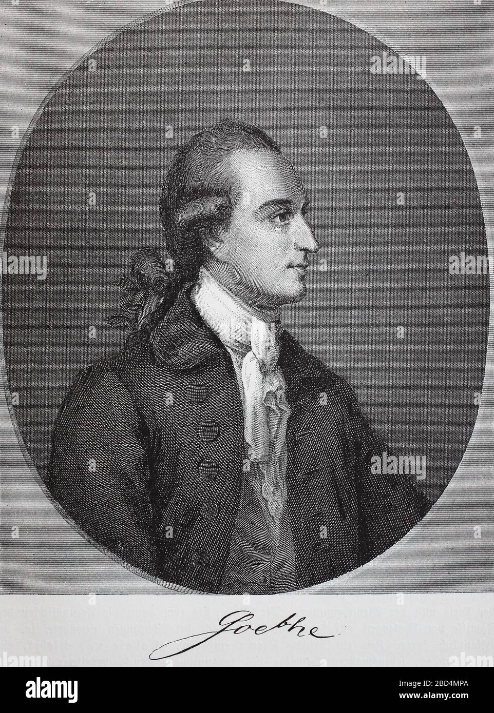 Johann Wolfgang Goethe-Alter 30, 28. August 1749 - 22. März 1832, deutscher Dichter / Johann Wolfgang Goethe-Institut im Alter von 30 Jahren, 28. August 1749 - 22. März 1832 Deutscher Dichter, historisch, digital verbesserte Wiedergabe eines Originals aus dem 19. Jahrhundert / Digitale Produktion einer Originalanlage aus dem 19. Jahrhunderts Stockfoto