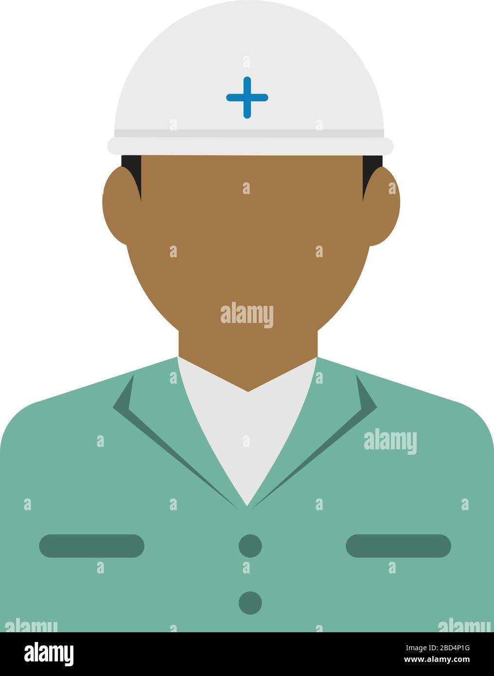 Junger männlicher Arbeiter Avatar flache Abbildung (Oberkörper) / Arbeiter mit blauem Kragen, Rettungskräfte Stock Vektor