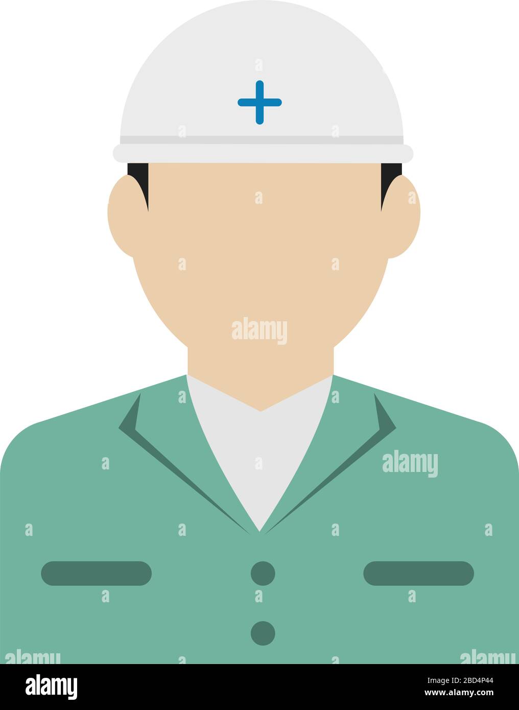 Junger männlicher Arbeiter Avatar flache Abbildung (Oberkörper) / Arbeiter mit blauem Kragen, Rettungskräfte Stock Vektor