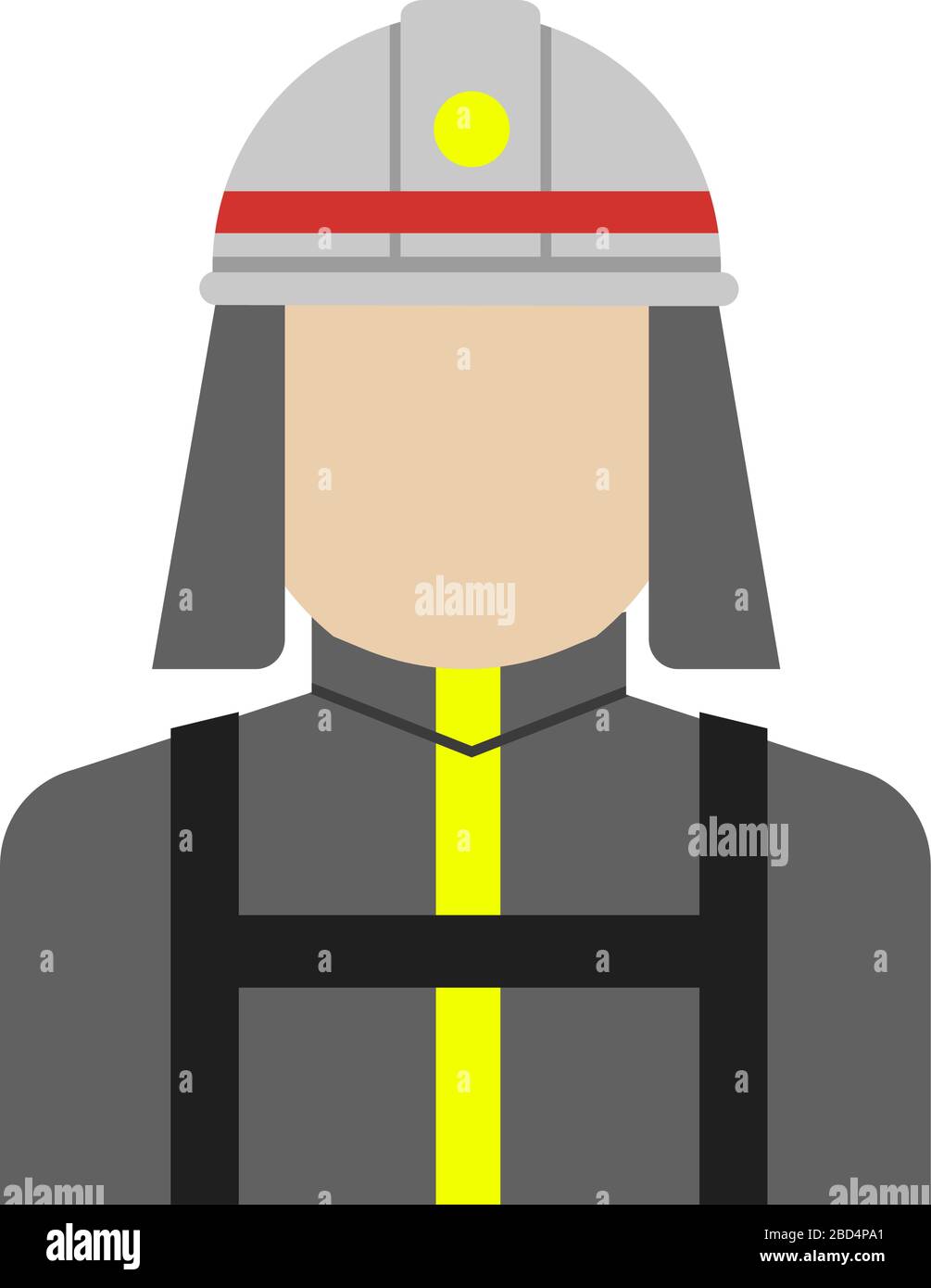 Junger männlicher Arbeiter Avatar flache Abbildung (Oberkörper) / Feuerwehrmann, Feuerwehrmann Stock Vektor