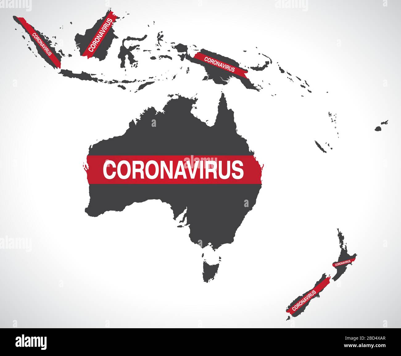 Ozeanienplan mit Coronavirus Warnillustration Stock Vektor