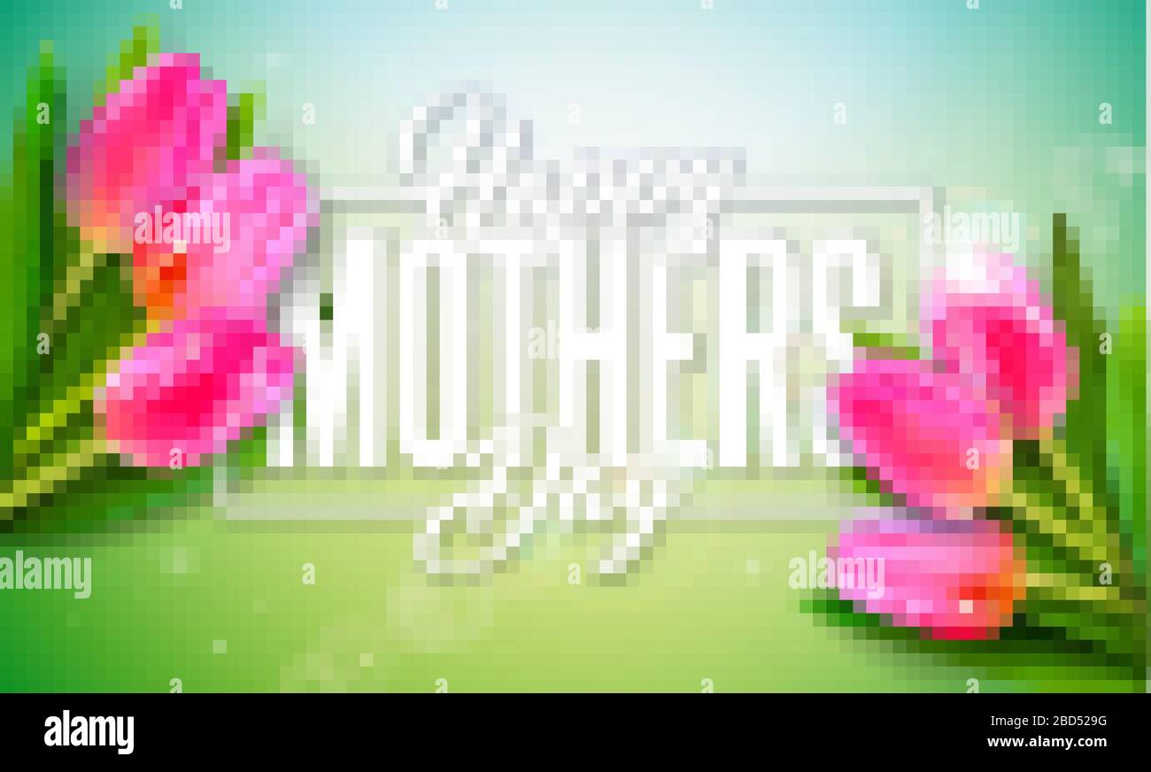 Happy Mother's Day Grußkarte Design mit Tulpe Blume und Typografie Brief auf hellem Hintergrund. Vektor Feier Illustration Vorlage für Stock Vektor