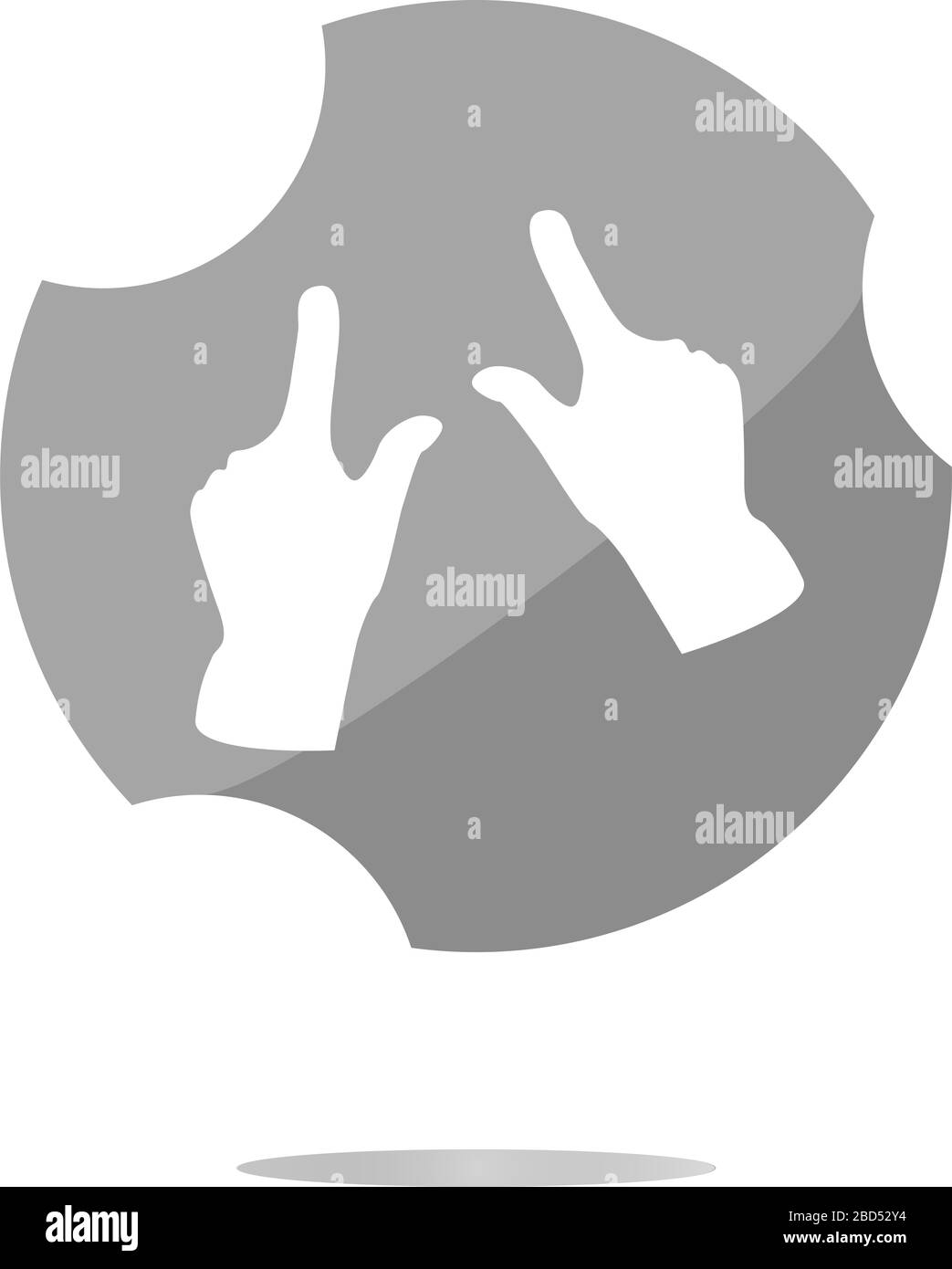 eingestellten Handsymbol, Web-Taste isoliert auf weiss Stockfoto