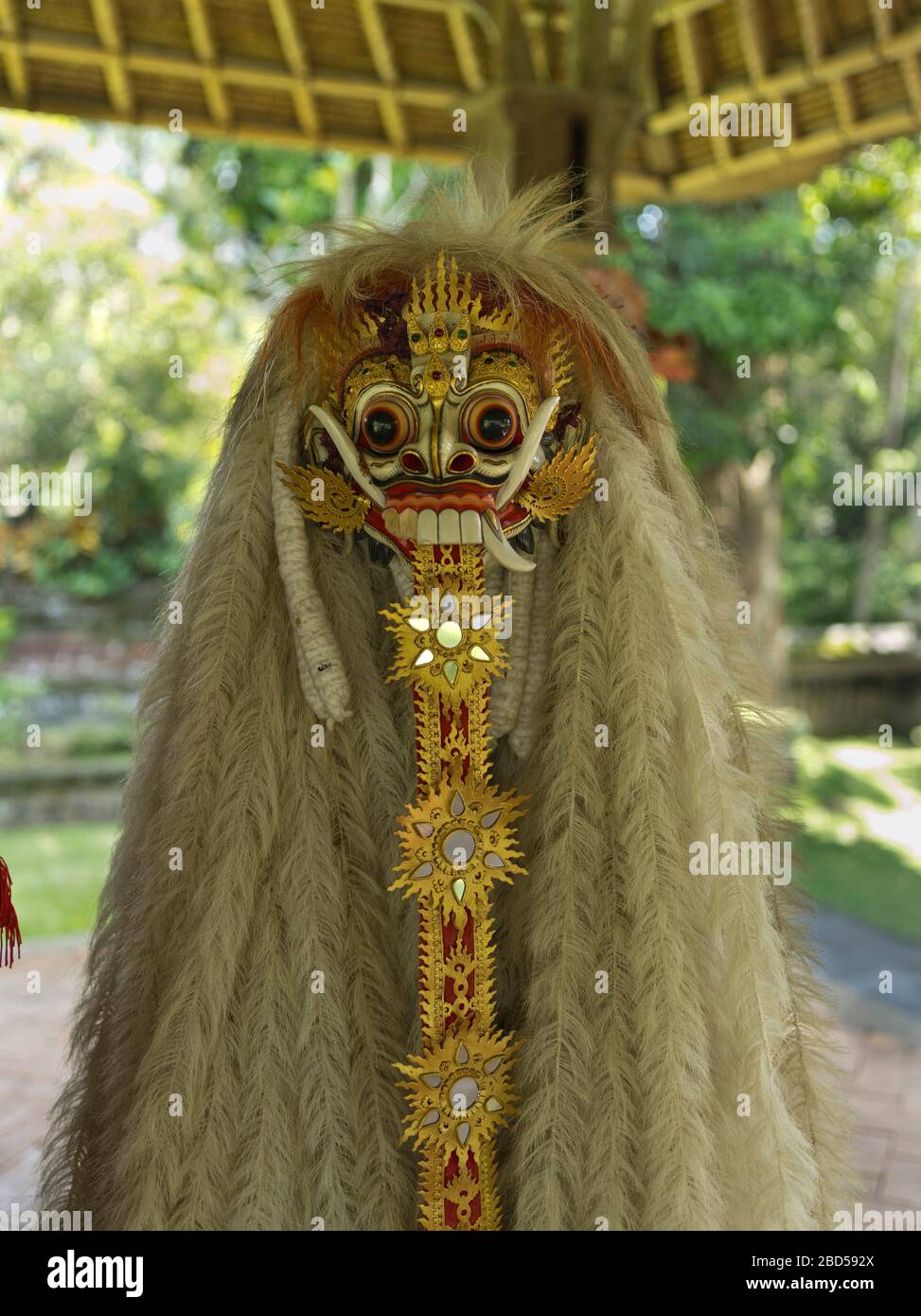 dh Pura Taman Ayun Königlicher Tempel BALI INDONESIEN Balinesischer Hindu Mengwi Tempel Rangda Dämon Königin Maske indonesischen Mythos Mythologie Stockfoto