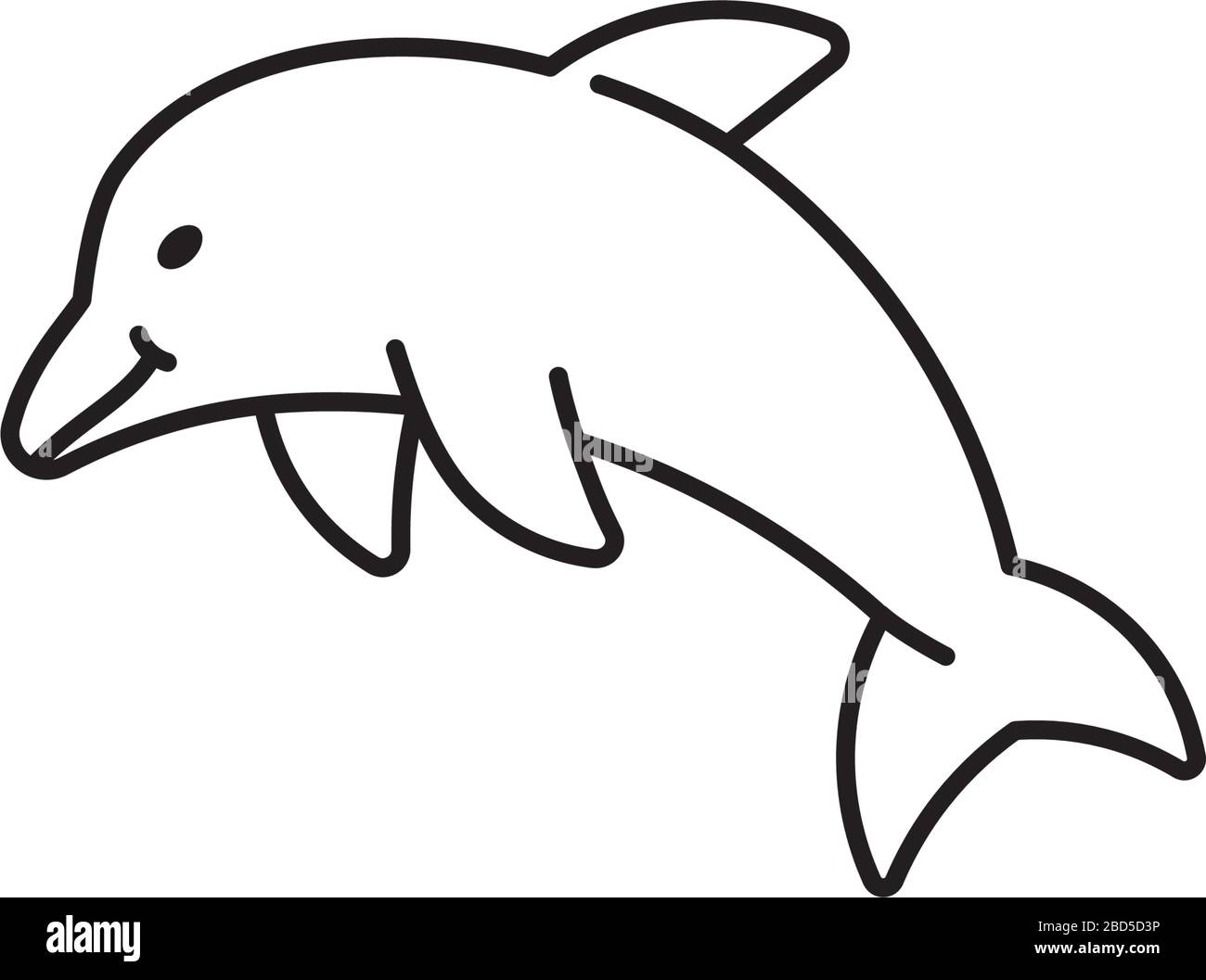 Symbol für Dolphin-Vektorlinie. Symbol für den Umriss von Säugetieren im Wasser. Stock Vektor