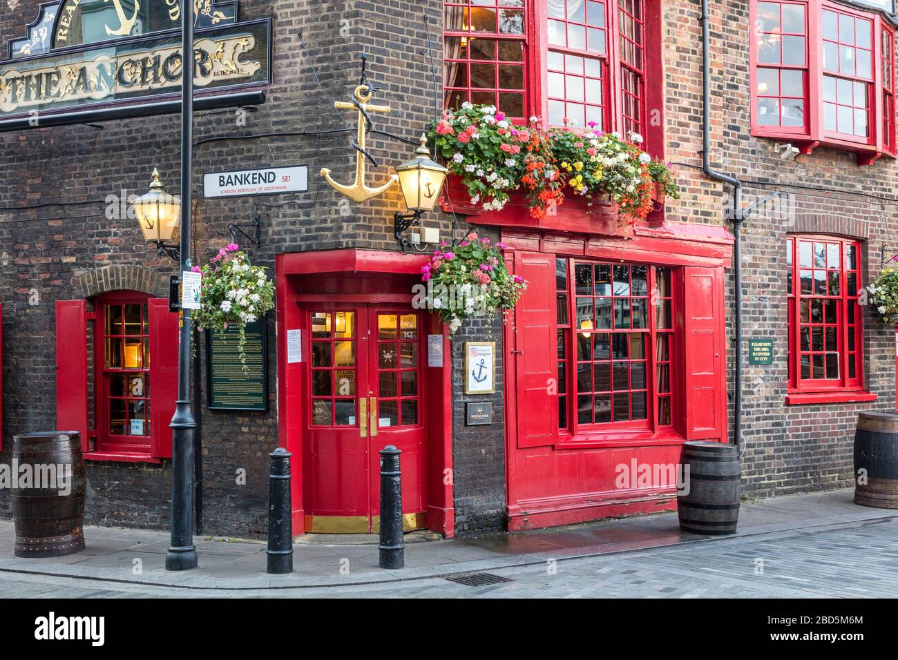 The Anchor Pub - Bankside, Along River Thames, London, England, Großbritannien Stockfoto