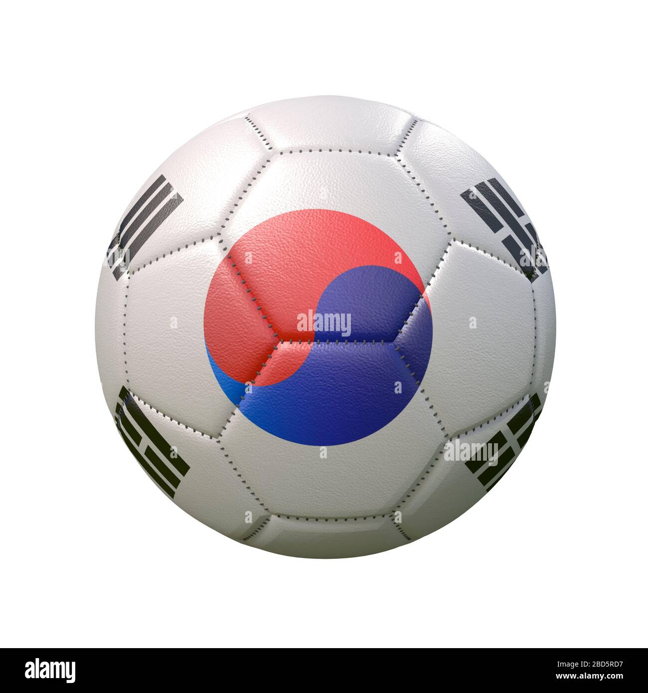 Fußball in Flaggenfarben isoliert auf weißem Hintergrund. Südkorea. 3D-Bild Stockfoto